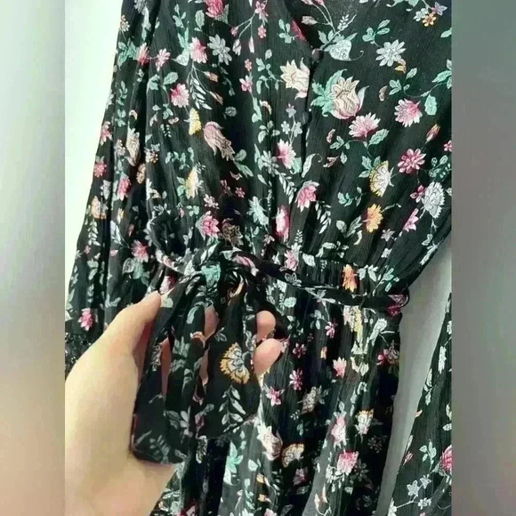 H&M Black Pink Floral Boho Bohemian Fairy Core Euro Summer Romantic Romper XS - Picture 11 of 11